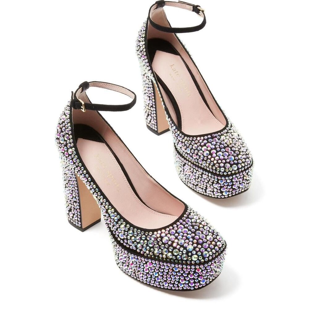 Kate Spade New York Gia Pave Black embellished heels Size 10 M